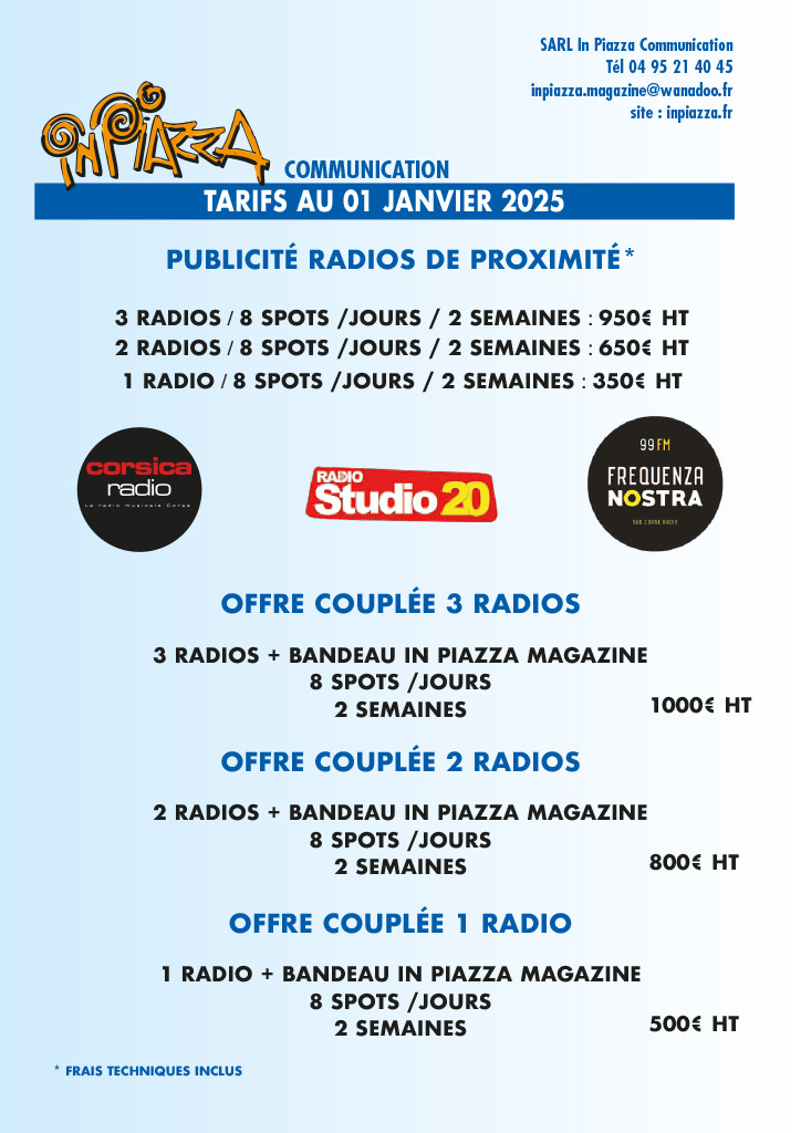 In piazza communication tarifs publicité radios 2025